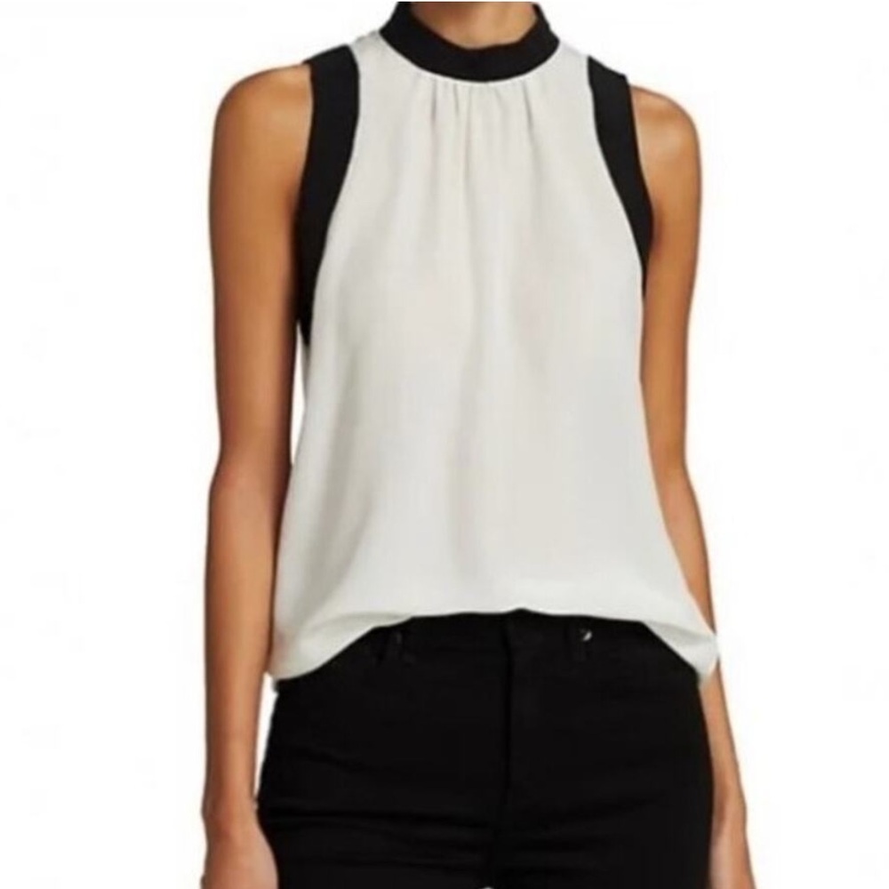 Rag & Bone Black and White Silk Tallulah Top